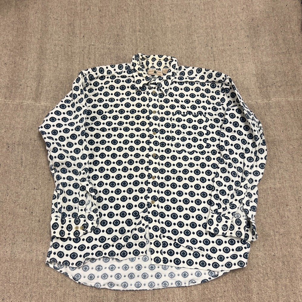 Vintage Northwest Territory Flannel‎ Mens XL White 1990s Dots Art Cotton